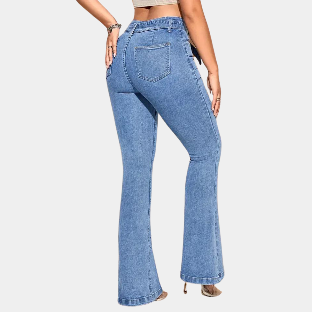 Vrouwelijke jeans met hoge stretch en wijde pijpen voor ultiem comfort