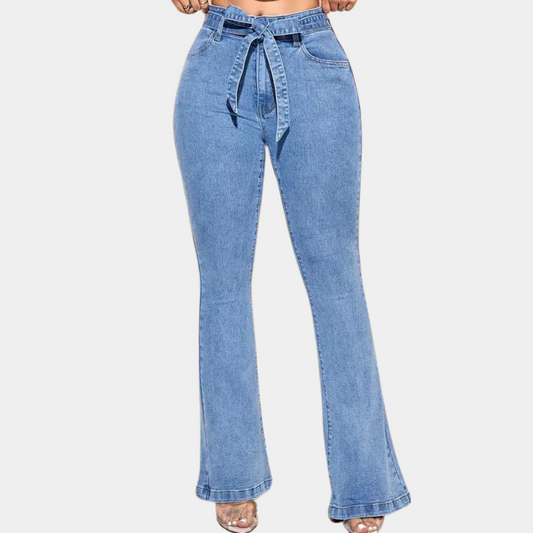 Vrouwelijke jeans met hoge stretch en wijde pijpen voor ultiem comfort