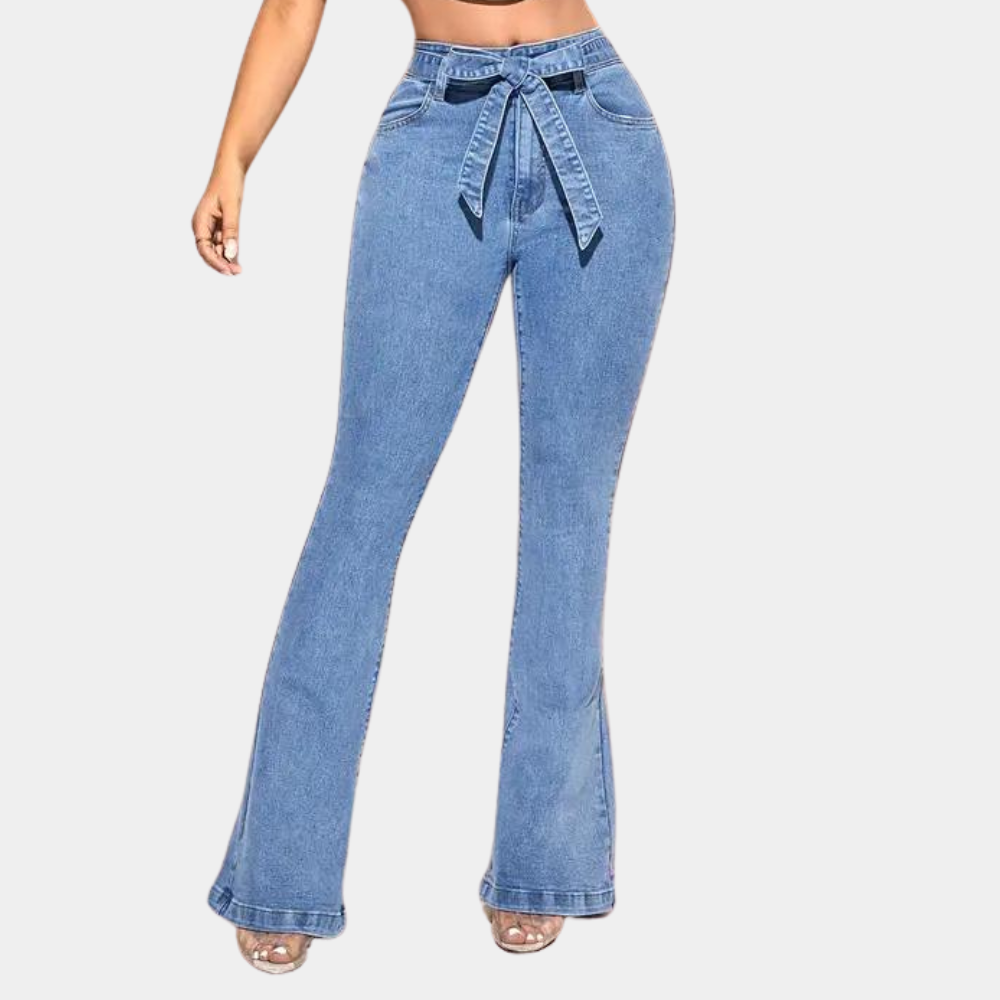 Vrouwelijke jeans met hoge stretch en wijde pijpen voor ultiem comfort