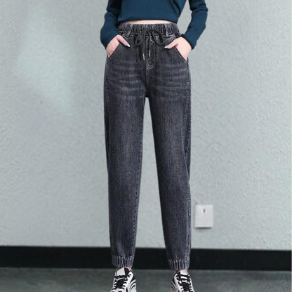 Lucrezia - trendy, casual damesjeans met verstelbaar taillekoord voor een perfecte pasvorm