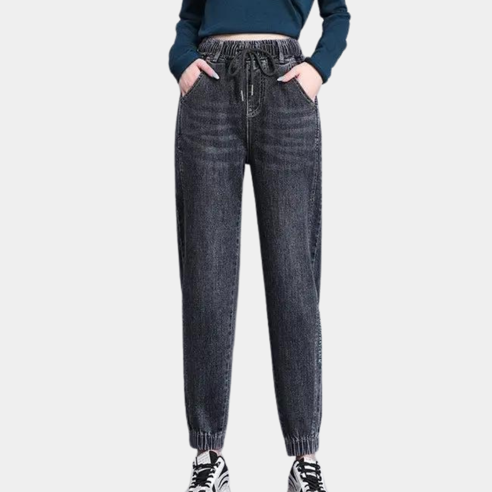 Lucrezia - trendy, casual damesjeans met verstelbaar taillekoord voor een perfecte pasvorm