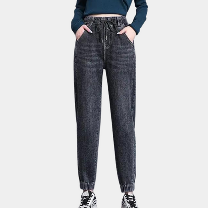 Lucrezia - trendy, casual damesjeans met verstelbaar taillekoord voor een perfecte pasvorm