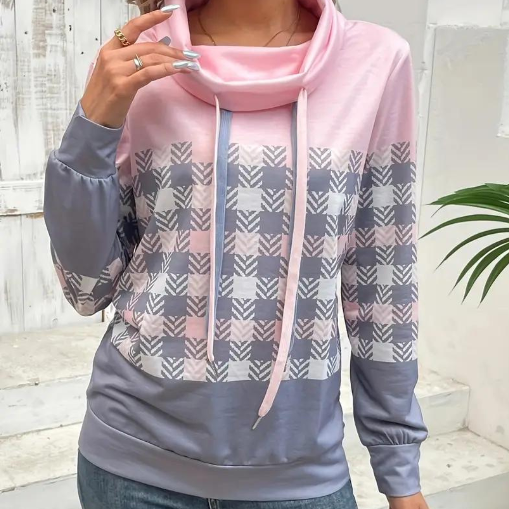 Emmanuelle - modieus en comfortabel geruit sweatshirt voor dames