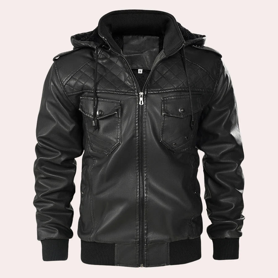 Kyriakos - elegante leren herenjas met trendy capuchon