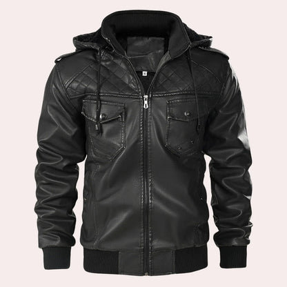 Kyriakos - elegante leren herenjas met trendy capuchon