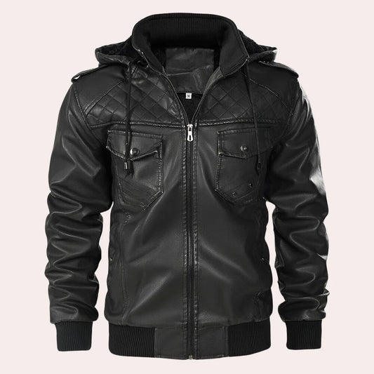 Kyriakos - elegante leren herenjas met trendy capuchon