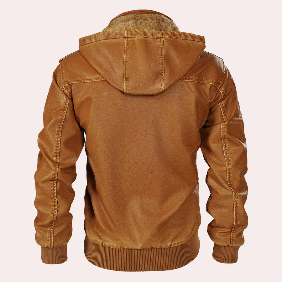 Kyriakos - elegante leren herenjas met trendy capuchon
