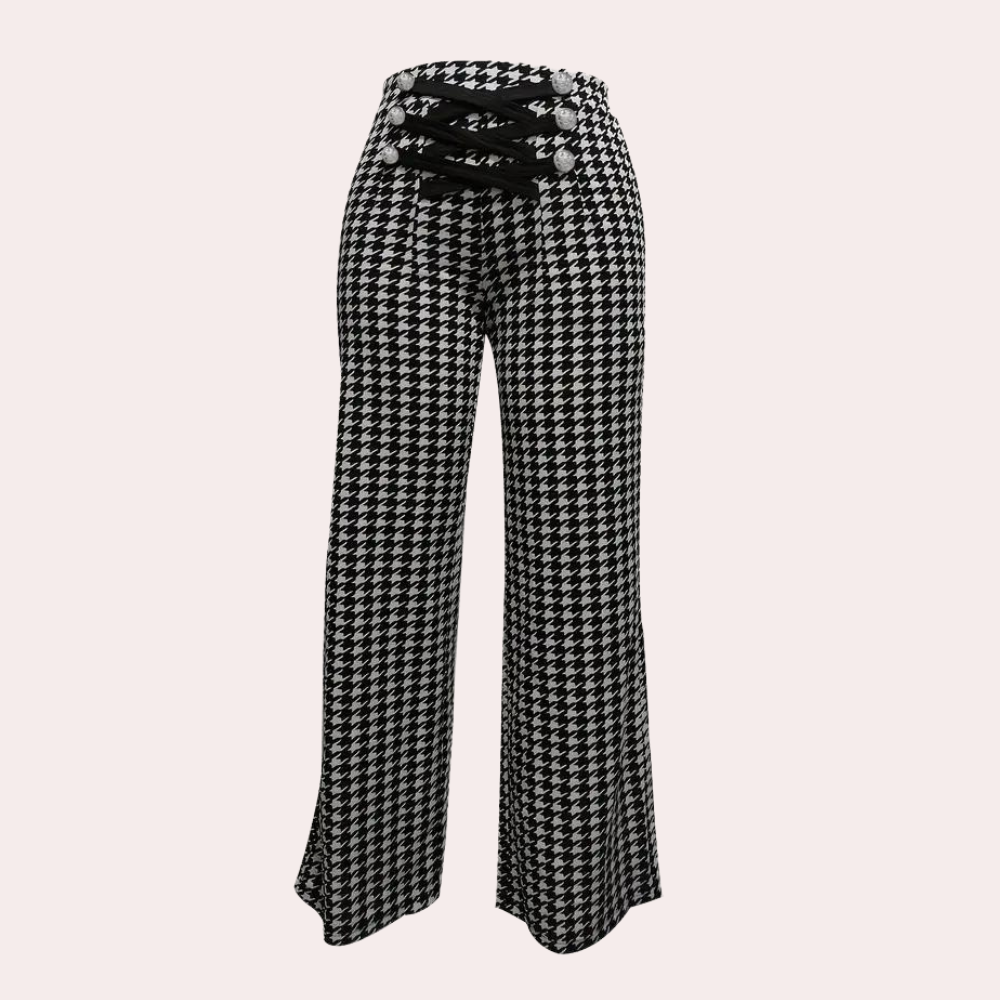 Zahara - stijlvolle pied-de-poule broek voor dames met een tijdloos design