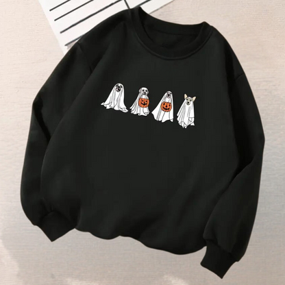 Kinga - vrouwelijk halloween-sweatshirt met enge hondenprint