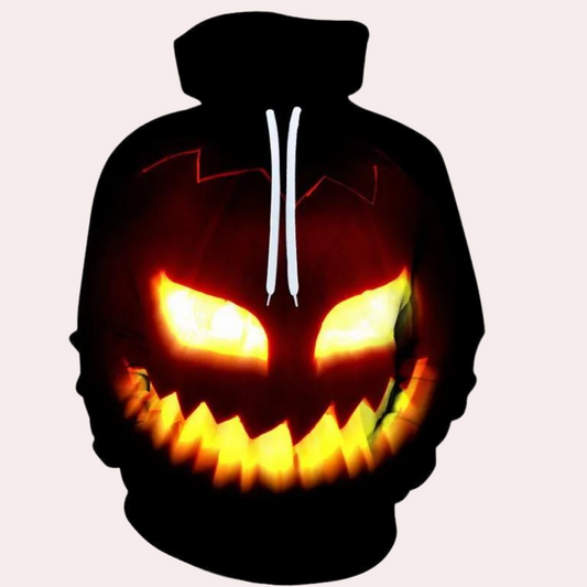 Marton - trendy hoodie voor heren met stijlvolle halloween pompoenprint