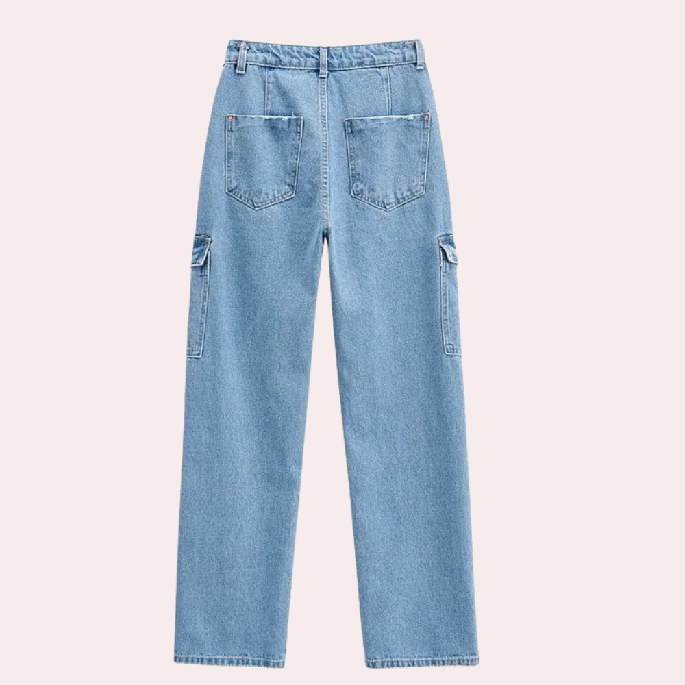 Mailani - trendy denim cargo broek voor dames