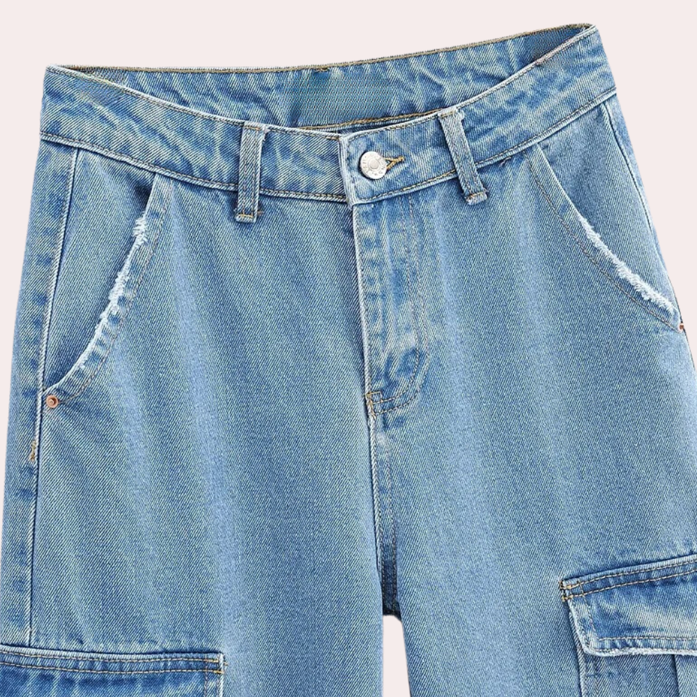 Mailani - trendy denim cargo broek voor dames