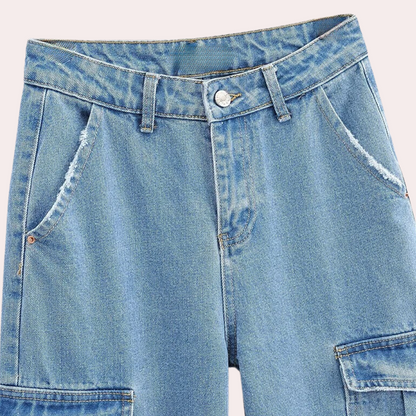 Mailani - trendy denim cargo broek voor dames