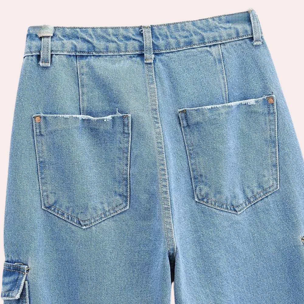 Mailani - trendy denim cargo broek voor dames