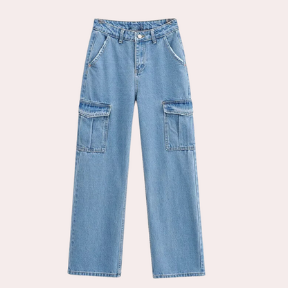 Mailani - trendy denim cargo broek voor dames
