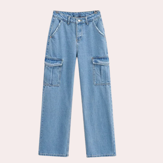 Mailani - trendy denim cargo broek voor dames