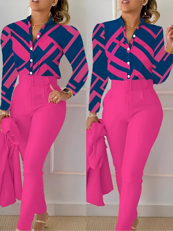 Aranka - top met v-hals en broek met hoge taille