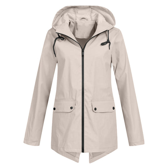 Francine - elegante lange regenjas met capuchon voor dames