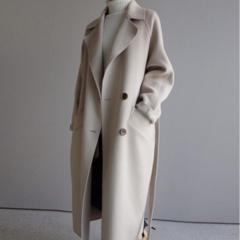 Elegante lange wollen damesjas - tijdloos en warm