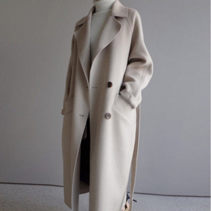 Elegante lange wollen damesjas - tijdloos en warm