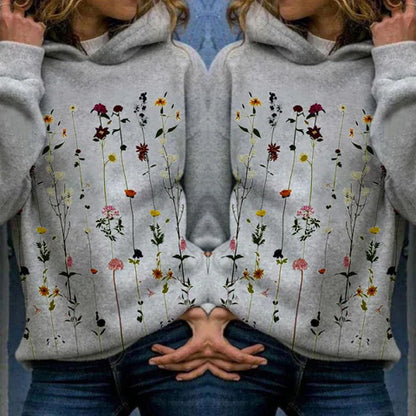 Elle - felpa con cappuccio con blumendruck