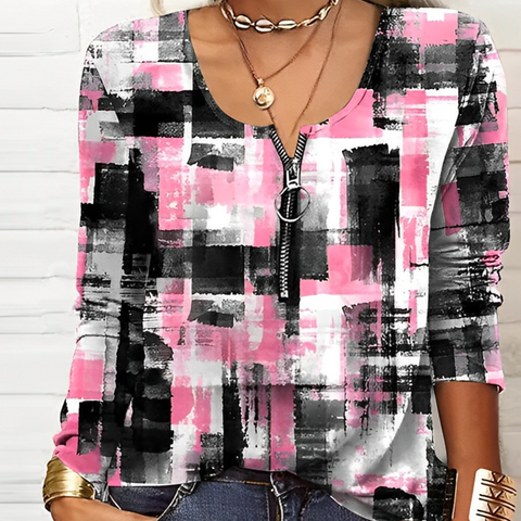 Eva janssen - roze blouse met moderne print