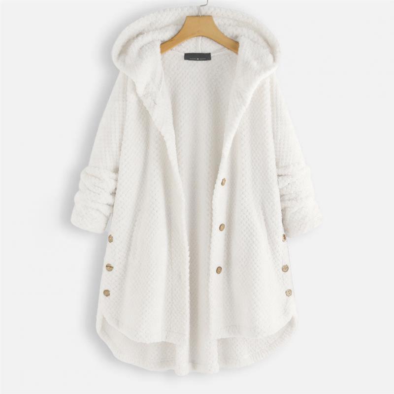 Damesfleece met capuchon en een zachte geweven structuur