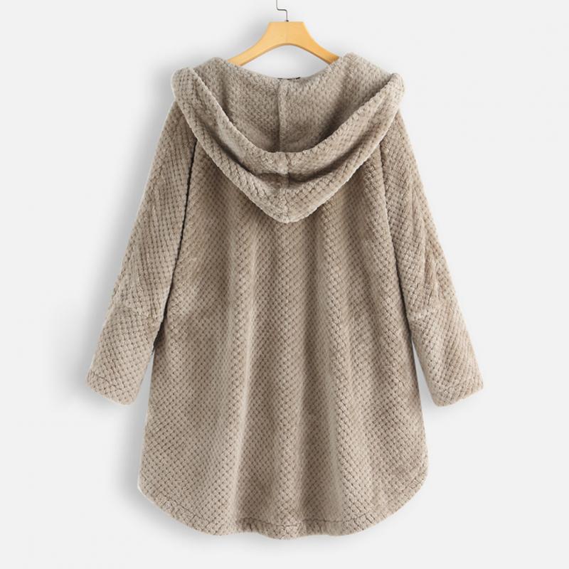 Damesfleece met capuchon en een zachte geweven structuur