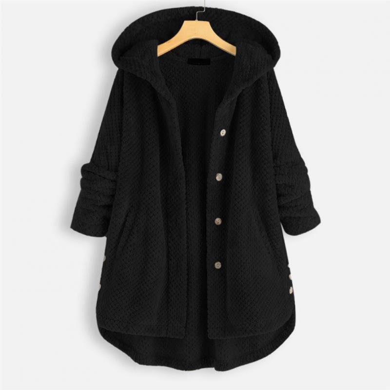 Damesfleece met capuchon en een zachte geweven structuur