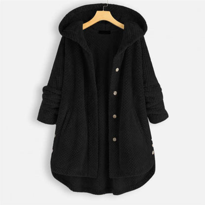 Damesfleece met capuchon en een zachte geweven structuur