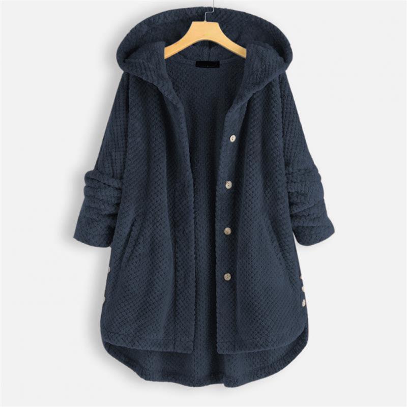 Damesfleece met capuchon en een zachte geweven structuur