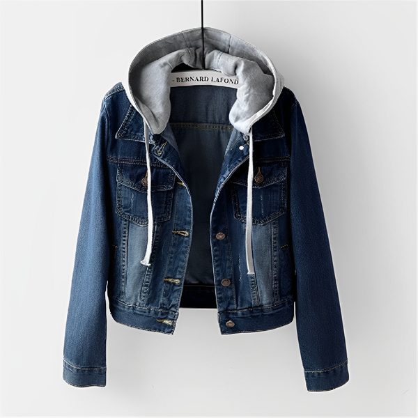 Daisy - denim jack met lange mouwen en afneembare capuchon
