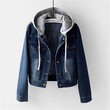 Daisy - denim jack met lange mouwen en afneembare capuchon