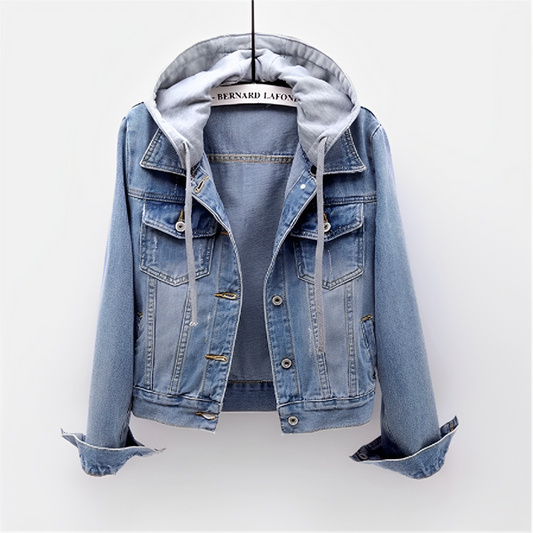 Daisy - denim jack met lange mouwen en afneembare capuchon