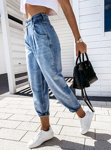 Hochtaillierte Jeans | Lose Passform | Knöchellänge | Mom Jeans | Frauen Jeans-Leyna Moda