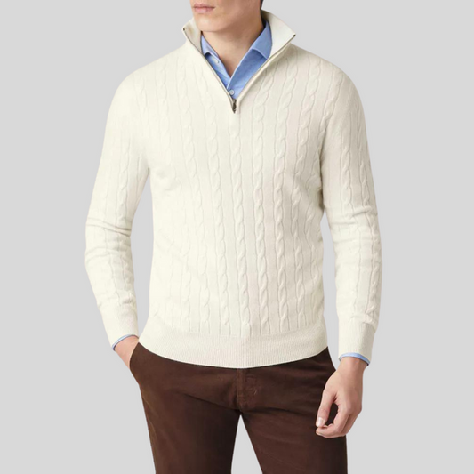 Hoge kwaliteit kasjmier herensweater met rits