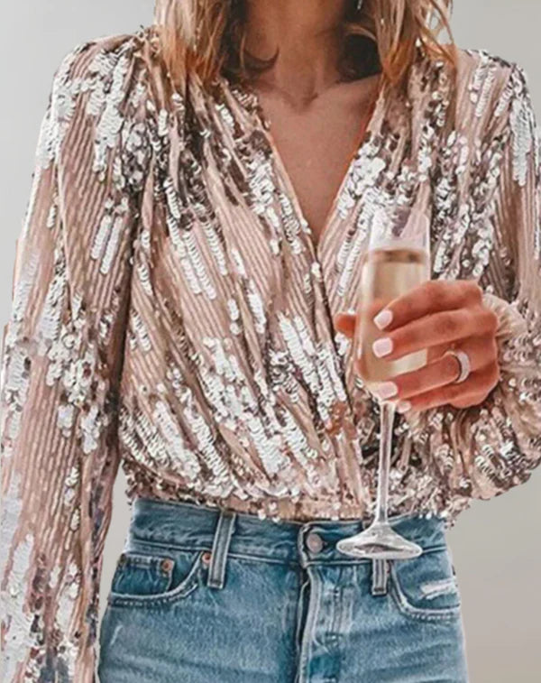 Maeve - elegante top met zilveren glitters