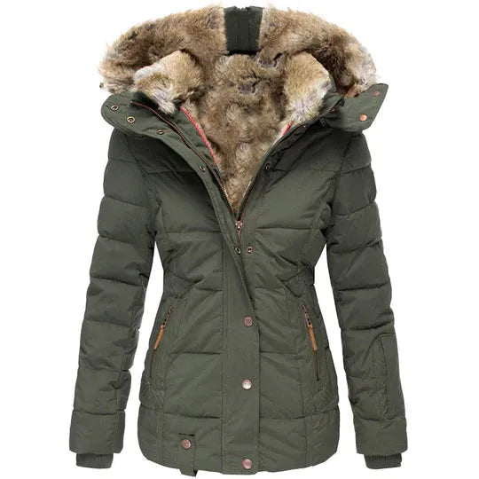 Warme damesjas met bontcapuchon in winterdesign voor herfst/winter