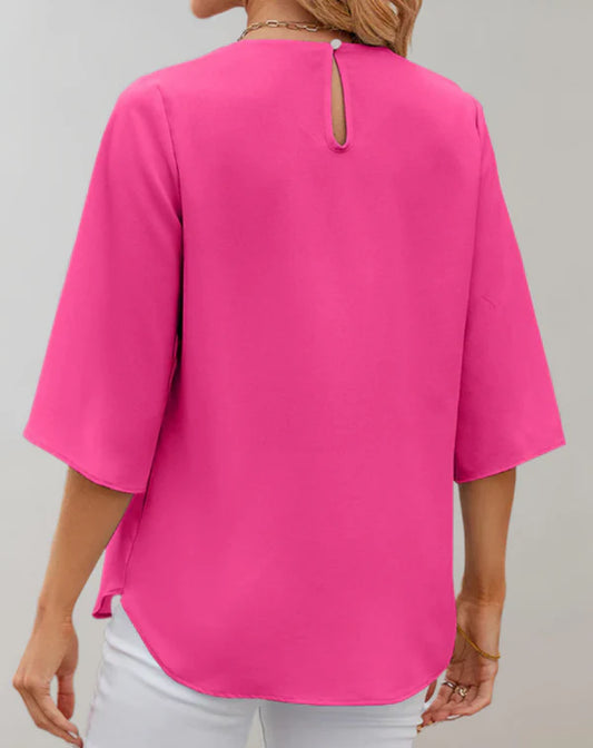 Aire - casual top met klokmouwen en ronde halslijn