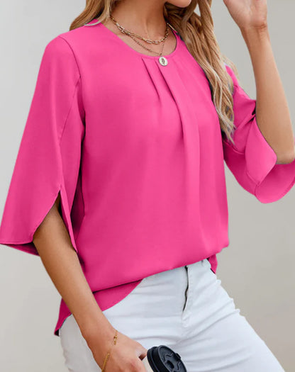 Aire - casual top met klokmouwen en ronde halslijn