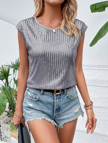 Alva | mouwloze glitterblouse voor dames met paillettentop
