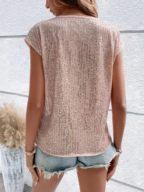 Alva | mouwloze glitterblouse voor dames met paillettentop