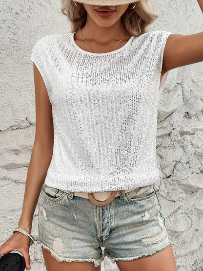 Alva | mouwloze glitterblouse voor dames met paillettentop