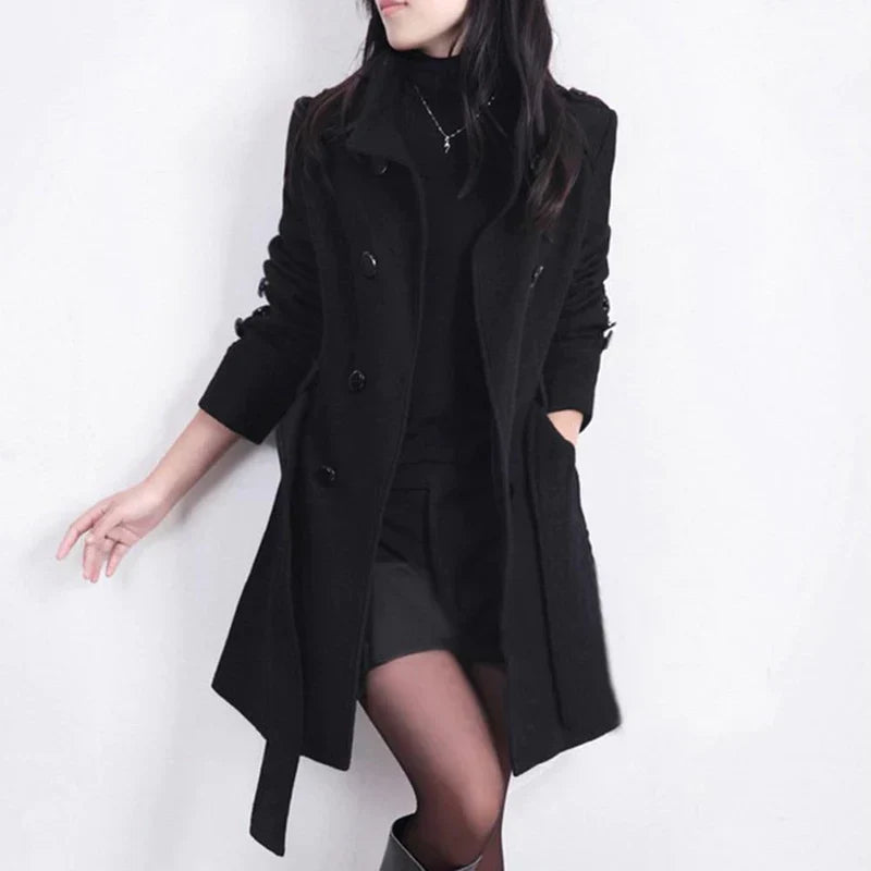 Madezina - modieuze jas met riem - herfst/winter