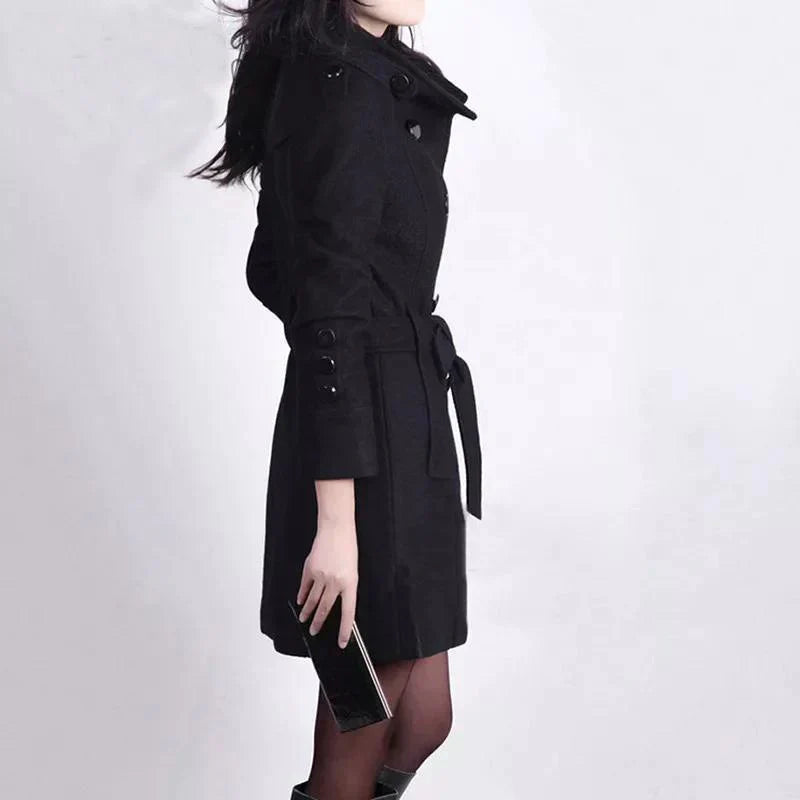 Madezina - modieuze jas met riem - herfst/winter
