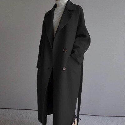 Elegante lange wollen damesjas - tijdloos en warm