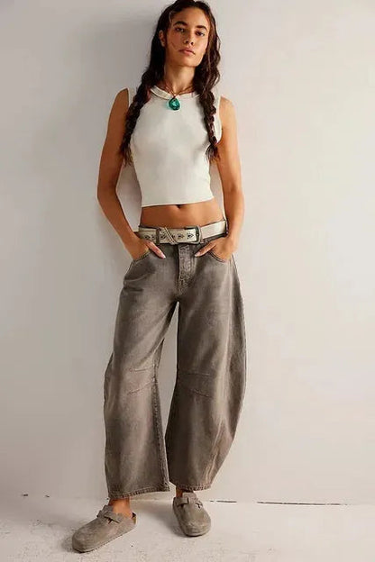 Wijd uitgesneden damesjeans in een casual stijl voor de winter