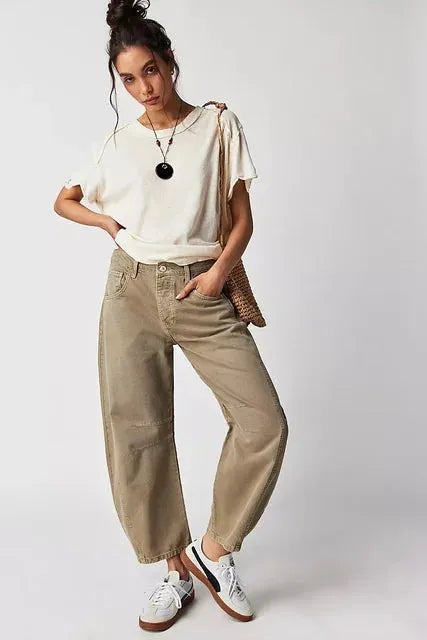 Wijd uitgesneden damesjeans in een casual stijl voor de winter