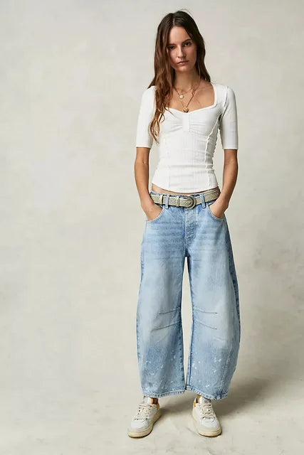 Wijd uitgesneden damesjeans in een casual stijl voor de winter