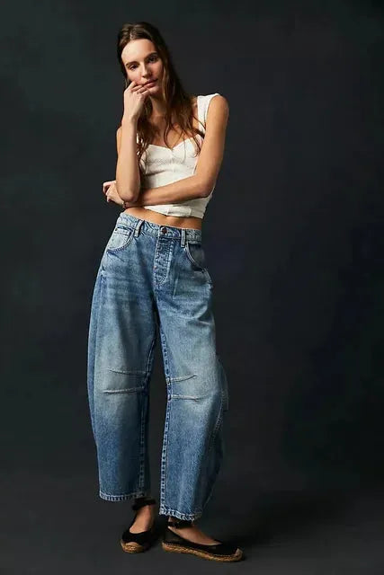 Wijd uitgesneden damesjeans in een casual stijl voor de winter